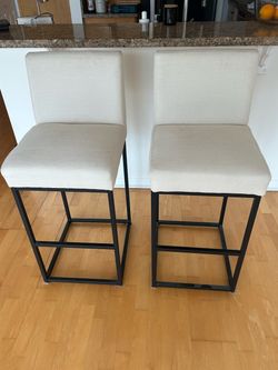 Set of 2 Upholstered Bar Stools