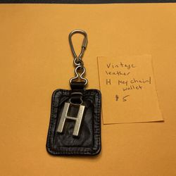 Vintage Leather H Key Chain/ Coin 