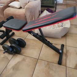 Workout Bench, Dumbbells And Chair