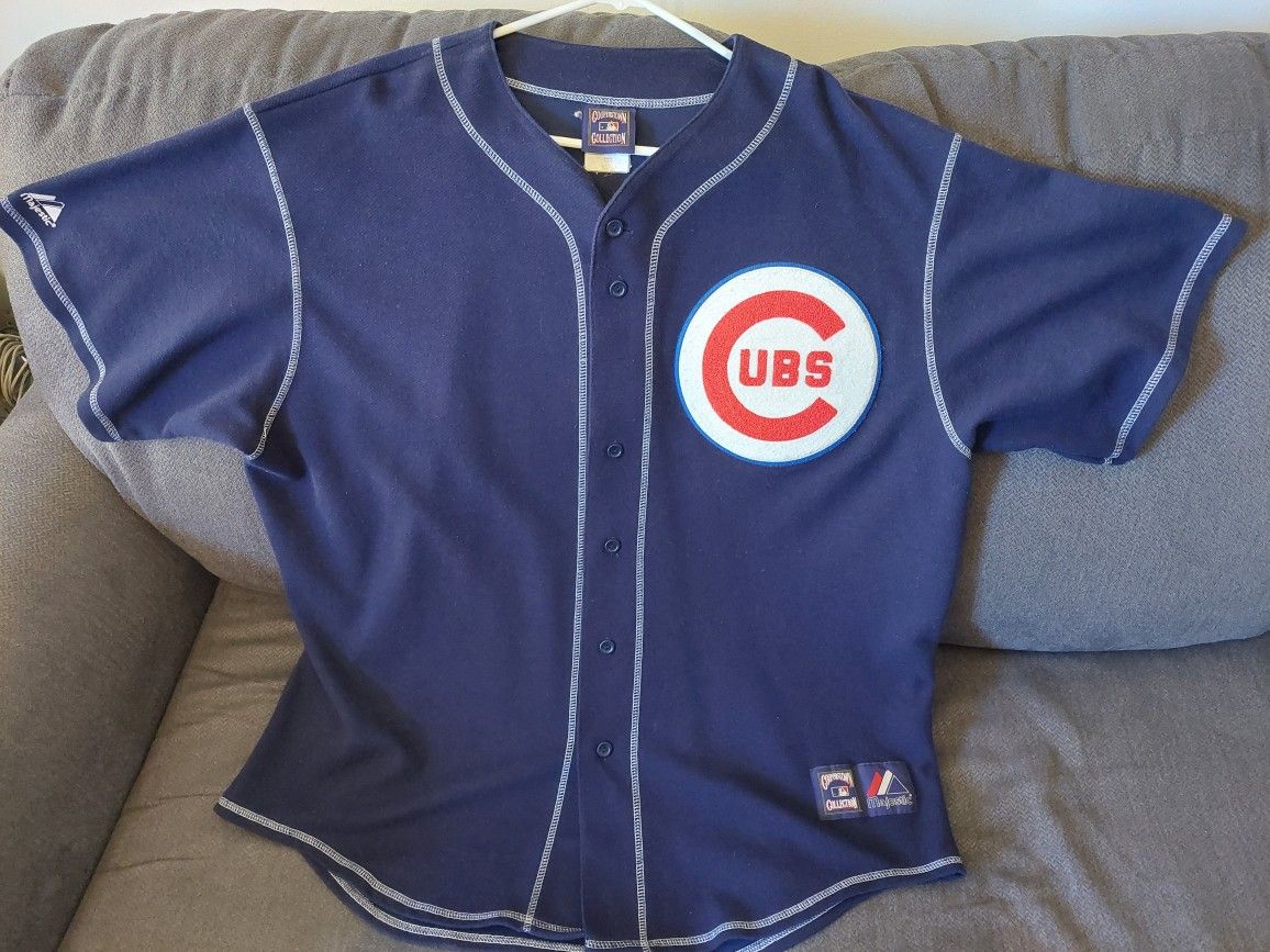 Men's 2XL Majestic Chicago Cubs Cooperstown Collection Jersey Button Up - Size XXL - Rare - Mens - No Name/Number On Back