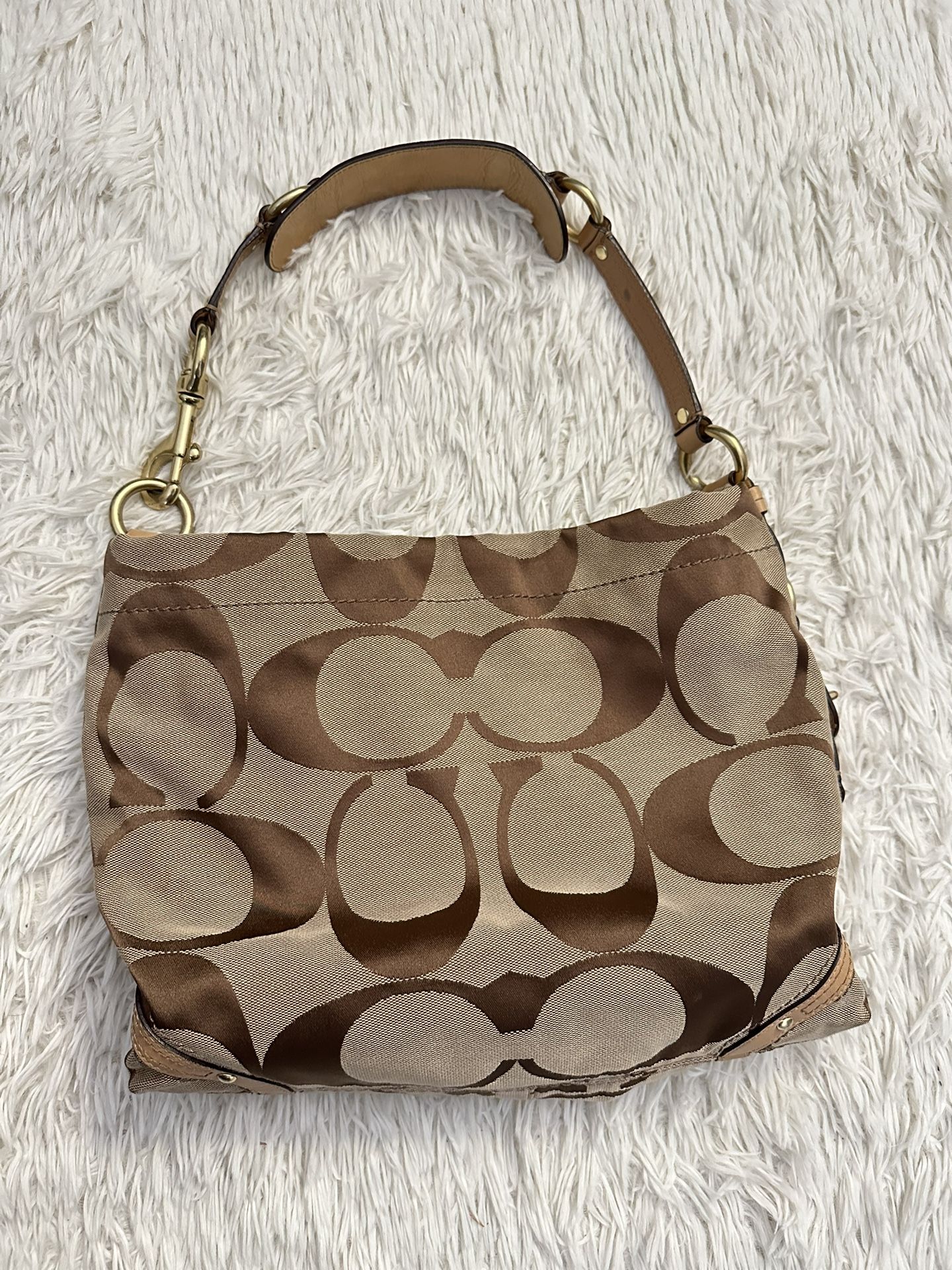 Coach Signature Monogram Carly Hobo Shoulder Bag
