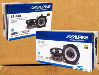 2 Set Car Speakers 4" or 4x6" & 5 1/4" 2-Way Coaxial Speaker System  S Series Alpine S2-S40 & S2-S50 🚨 No Credit Needed 🚨