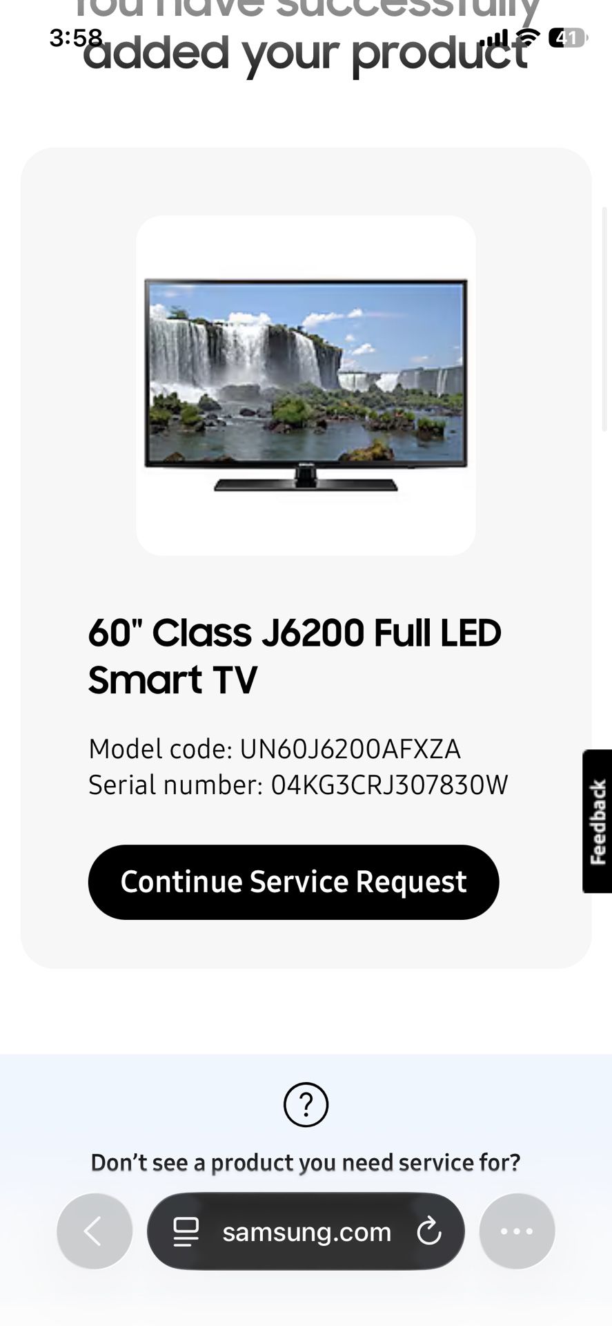 60 inch Samsung - NEEDS BACKLIGHT REPLACEMENT