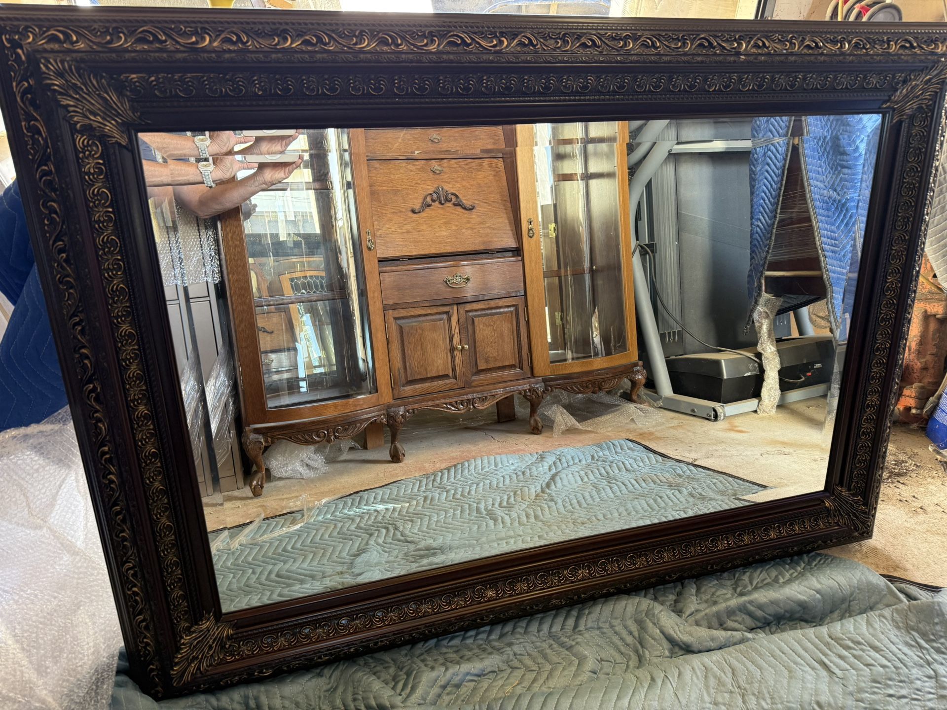 Large Secretary With Glass Shelves