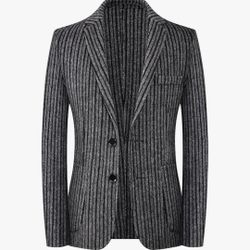 Men's Vintage Wool Blend Blazer 2 Button Casual Pinstripe