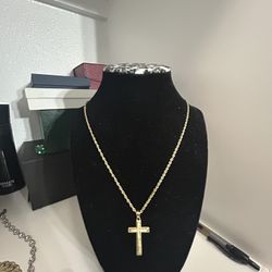 Rope Chain 14k 22in, Cross Pendant 10k 