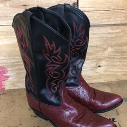 VCM 9022 Old West Red Black Leather Cowboy Boots SZ 13EE