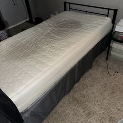 Metal Twin Bed Frame + Mattress 