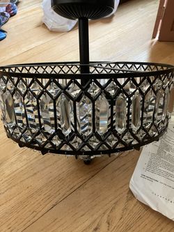 Ceiling Light Fixture. Metal Frame With Beads