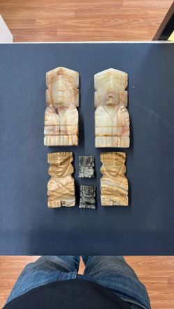 Set Of Aztec North American Onyx Aragonite Hand Carved Solid
