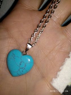 Natural TURQUOISE Stone Heart Necklace