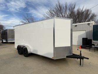 2026 New 7x16 TA Screwless Enclosed Trailer | Spoiler Package | .08 Polycor | Dexter Axles | 945 (White)