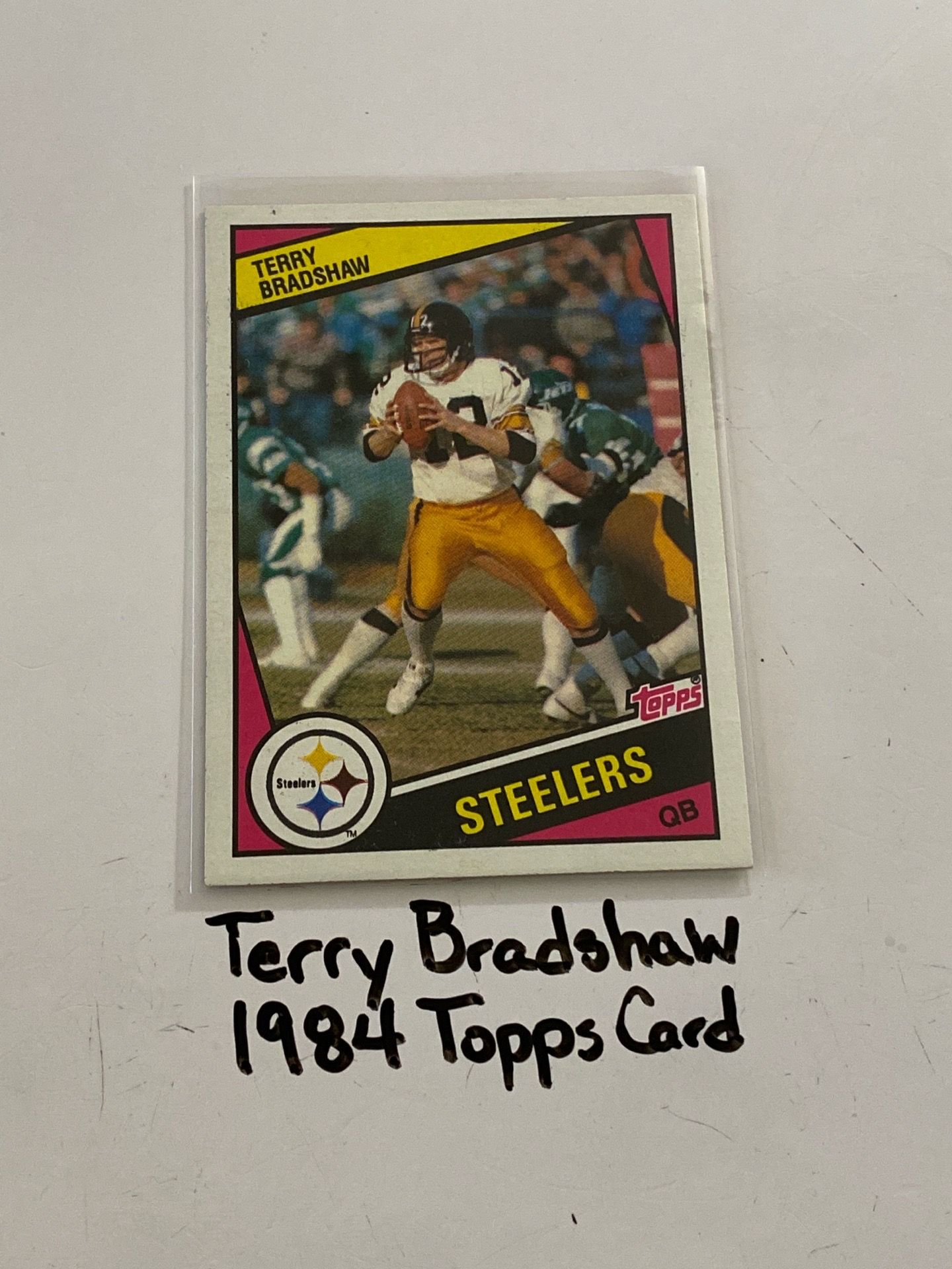 Terry Bradshaw Pittsburgh Steelers Hall of Fame QB 1984 Topps Card.
