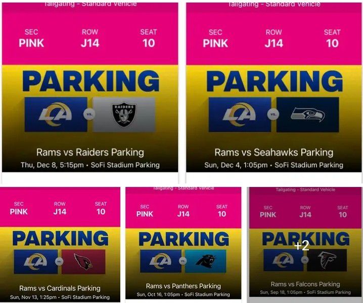 LA RAMS TAILGATE PARKING PASS (PINK LOT) - ALL SEASON for Sale in Los  Angeles, CA - OfferUp