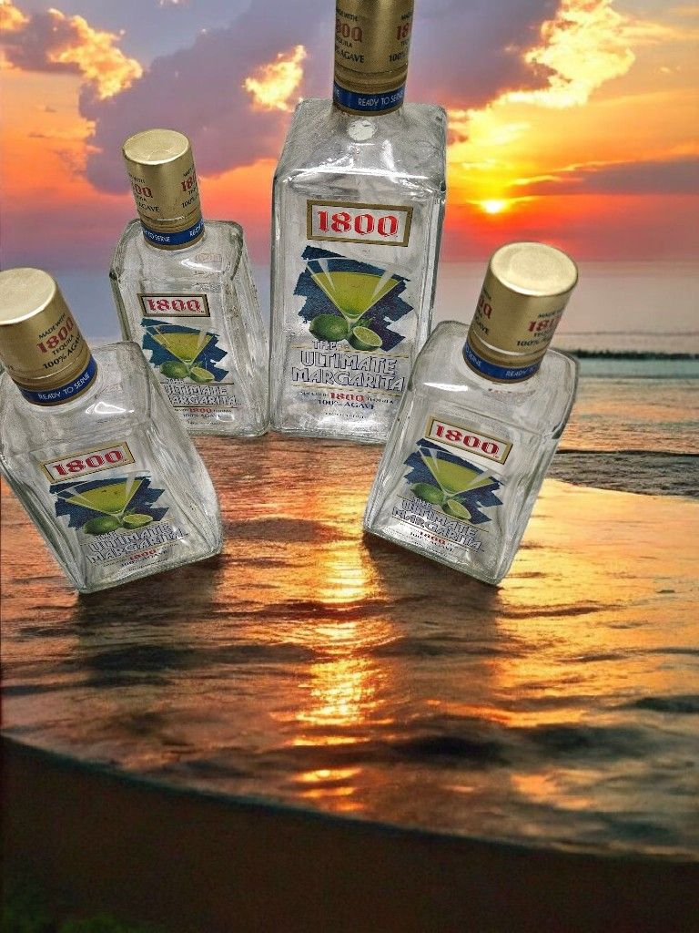 Glass Tequila Bottles Set Of 4