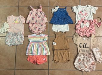 Baby Girl 0–3M Outfit Bundle – 6 Cute Sets + Bows
