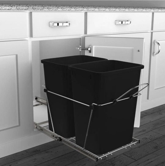 NEW Pull-Out Dual Trash & Recycling Bin for Cabinet - Soft Close, Slide-Out