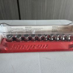 Snap On 10 pc 1/4" Drive 12-Point SAE Flank Drive Shallow Socket Set (3/16–9/16")