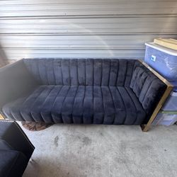 Black Velour Sofa And Club Chairs