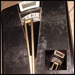 VINTAGE MID CENTURY ART DECO RETRO BLACK METAL BRASS HARDWARE DETECTO MCM SCALE BATHROOM WEIGHT 280 lbs POUNDS
