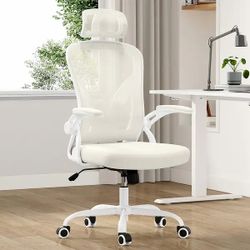 White Ergonomic Office Chair High Back Mesh Home Swivel Desk Chair Adjustable Lumbar Support Up to 350 lbs- LIKE NEW! OFFERS WELCOME!
