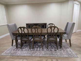 Living Space  Solid Wood 8-Piece Dining Room Set – Extendable Table, 6 Chairs & Matching Buffet