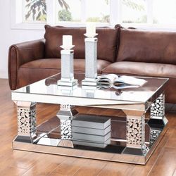 Coffee table Mirrored and Faux gems, New Especial price