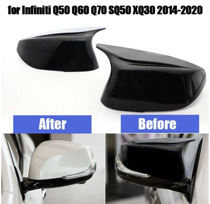 Infiniti Q60 Q70 QX30 QX50 Gloss Black Mirror Cover Caps M3 Style