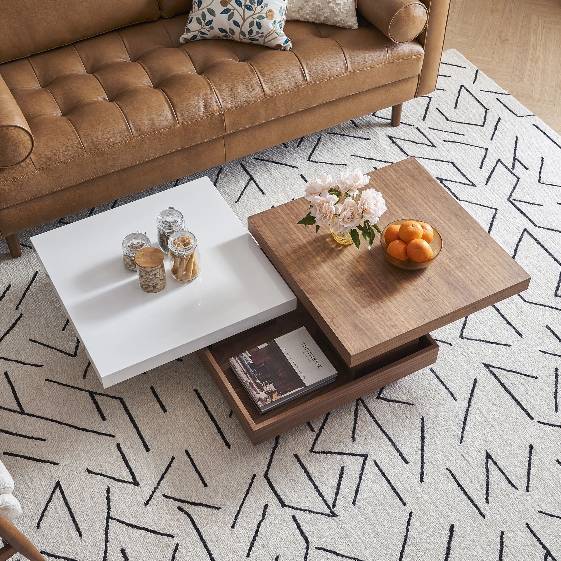 Castlery Andre Coffee Table - Walnut and White - Wooden