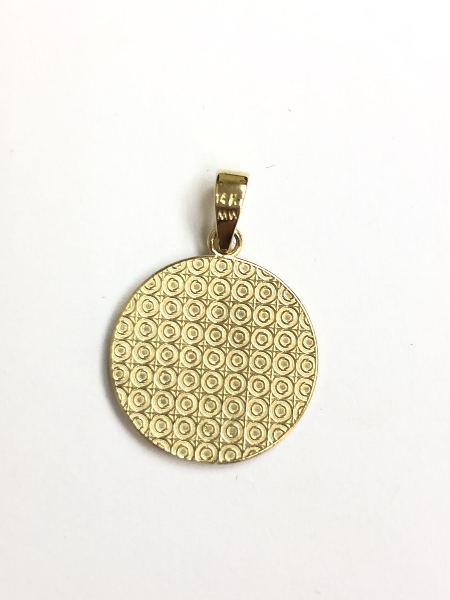 Saint Michael (pray for us ) religious pendant 14K REAL YELLOW GOLD.