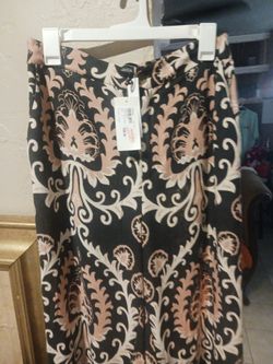 Floral Damask Print Wide-Leg Pants size large new pants really nice with tags