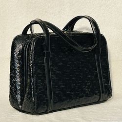 Black Basket Weave Design Handle Handbag 50/60’s