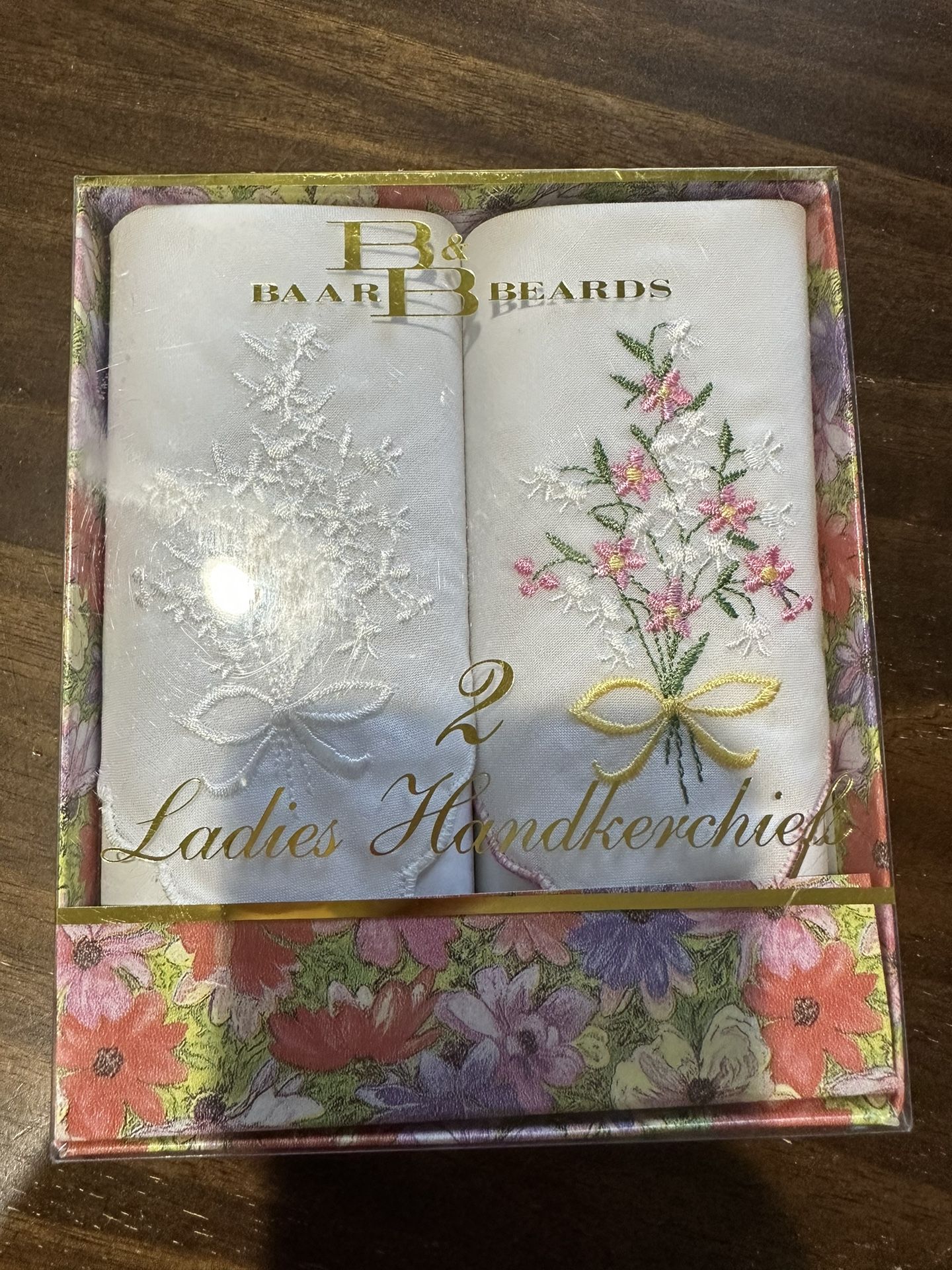 Baar & Beards Women's Handkerchiefs embroidered floral 100% cotton