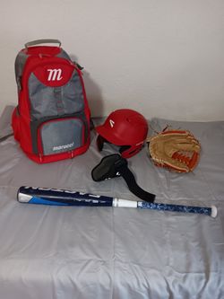 Baseball Set Left Handed, Bat, Bag, Helmet, Glove