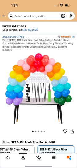 12ft Black Fiber Rod Arch Kit Balloon Arch