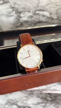 Mens Leather and Gold Watch