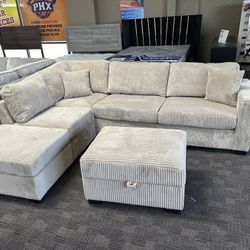 Reversible Chaise Tan Sectional Couch