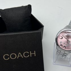Silver Pink Coach Watch