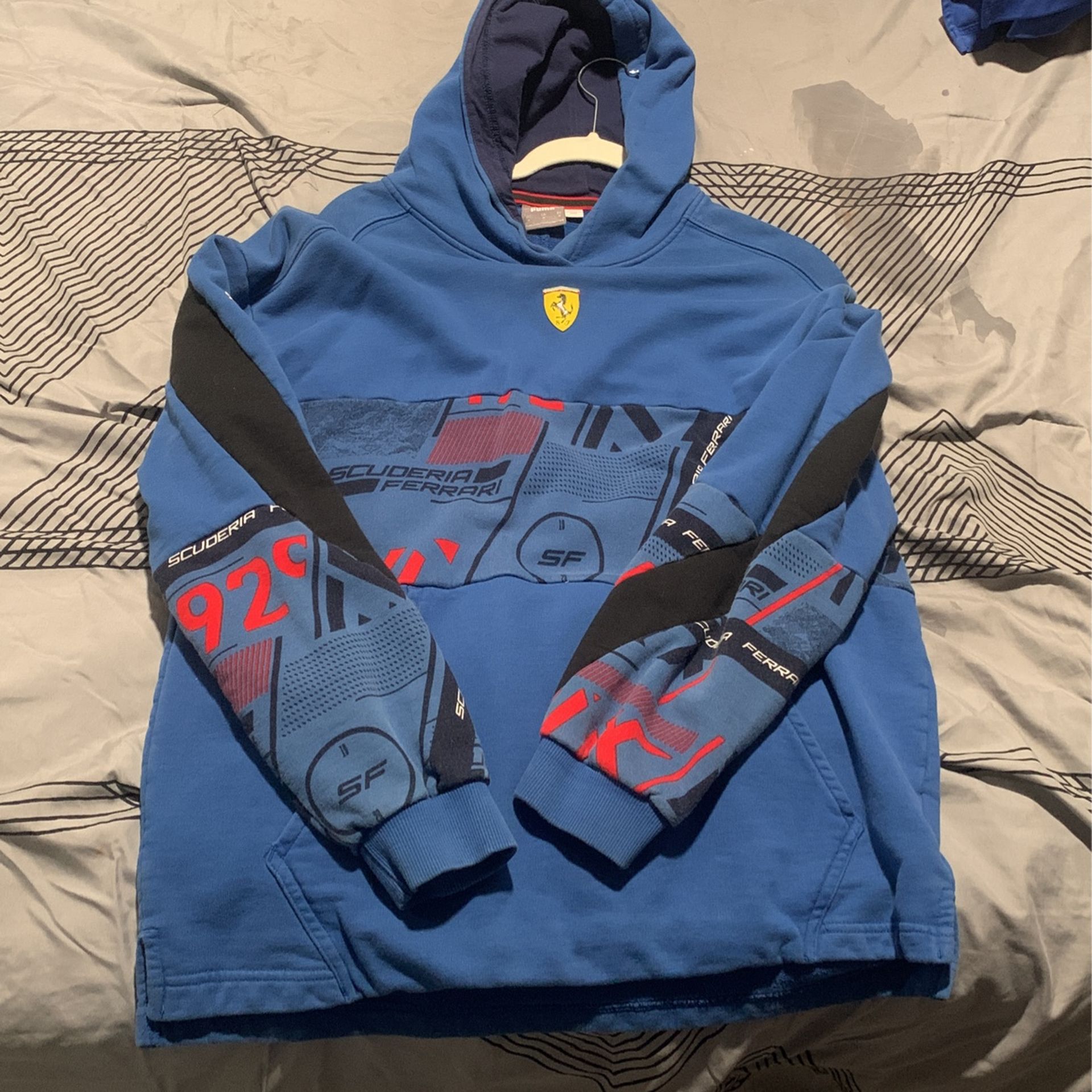 Ferrari Puma Hoodie Men’s Blue Sf Scuderia Street Sweatshirt