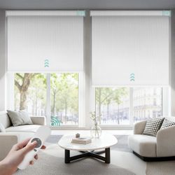 Brand New Jolicasa Motorized Blinds with Remote, Roller Shades for Indoor Windows, 100% Blackout Electric Blinds with Remote for Windows, 34" W × 72" 