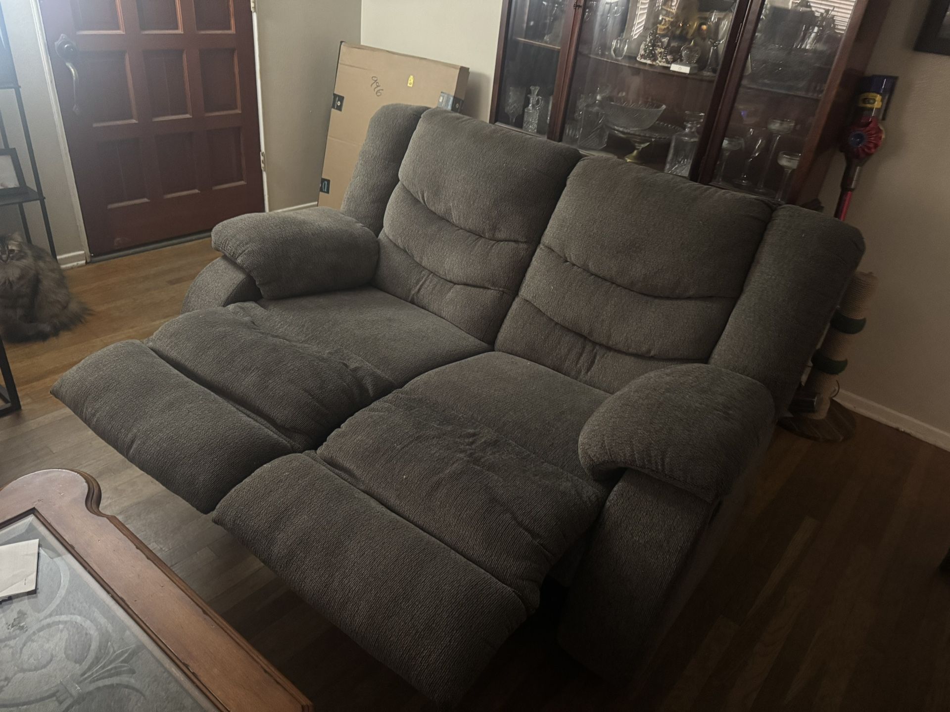 Gray Love Seat/Recliner