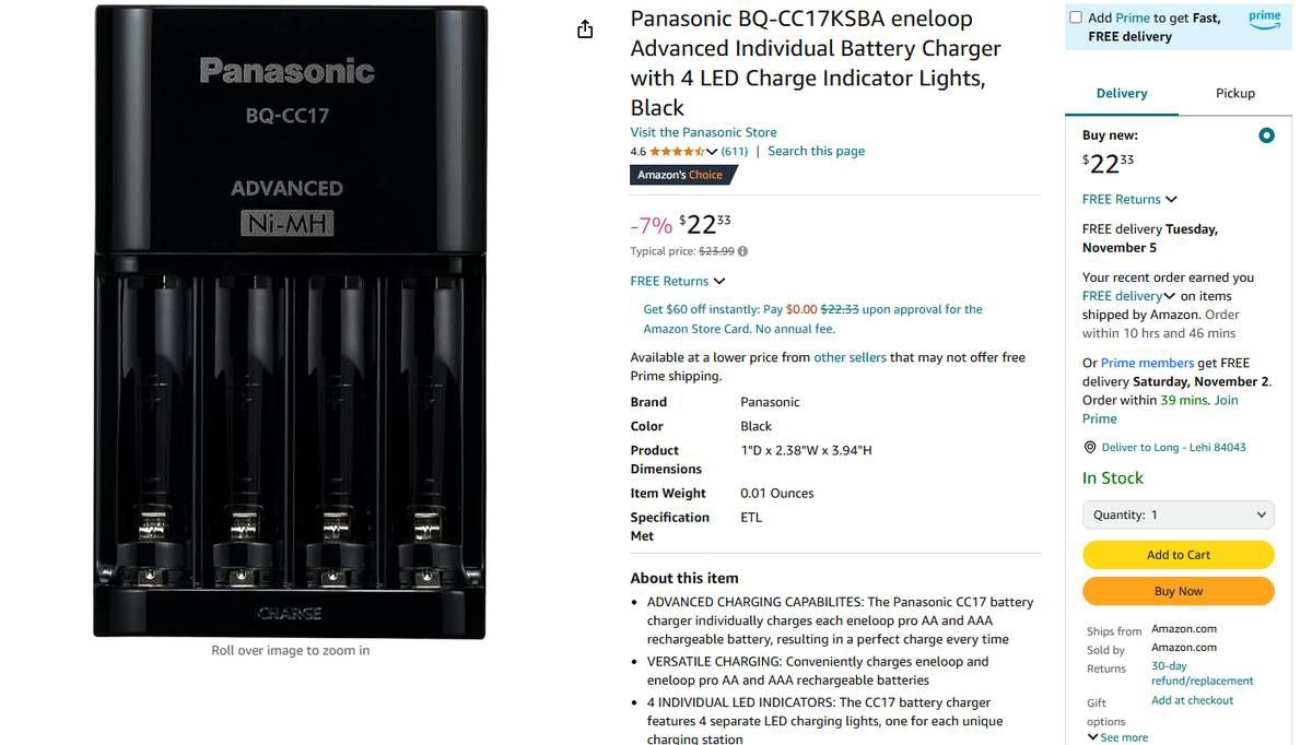 Panasonic AA and AAA Battery Charger