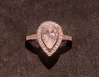 Diamond Halo Silver Ring S925 Sz 6,8,9,10 Thumbnail