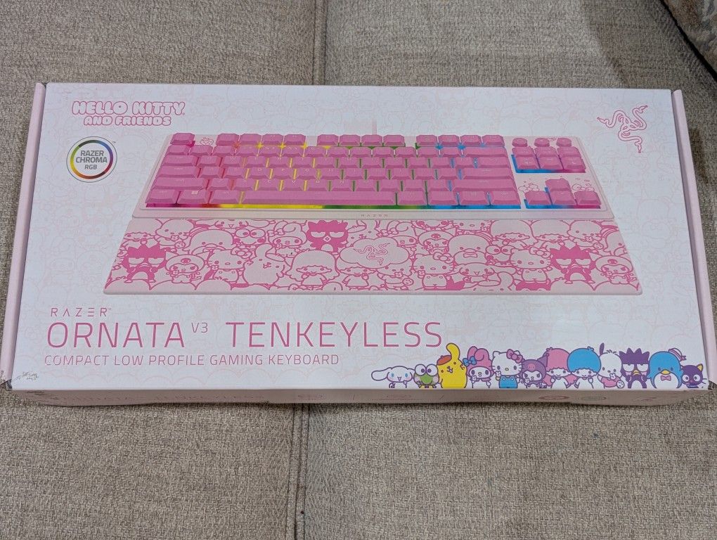 Razer Ornata V3 Tenkeyless Hello Kitty and Friends Edition Quartz Pink Mechanical Keyboard