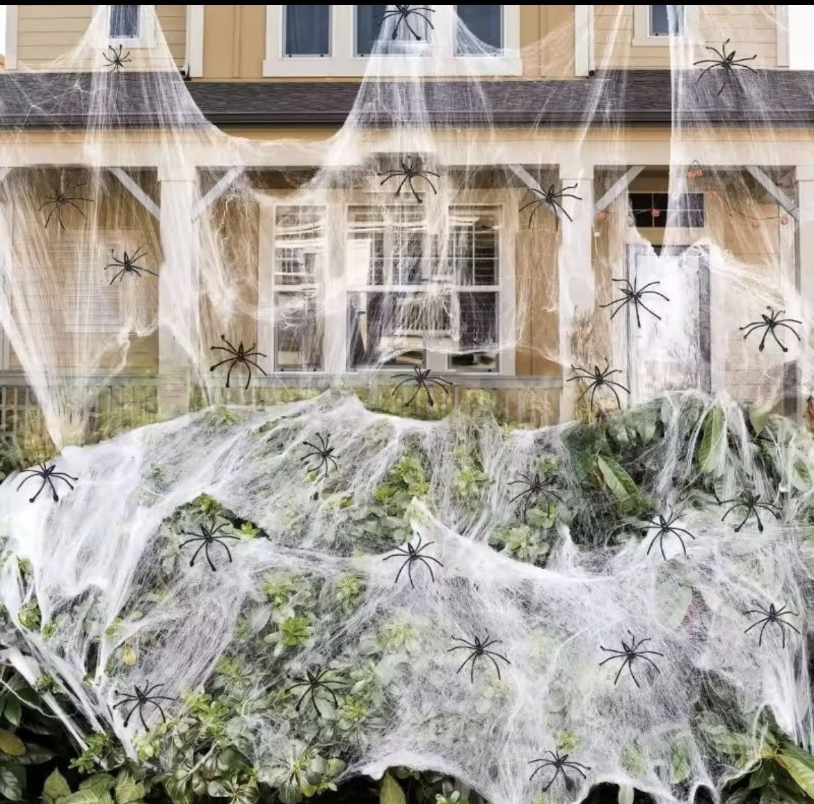 1400 Sqft Halloween Spider Webs | 150 Extra Fake Spiders | Decorations | Super Stretchy Cobwebs | Indoor Outdoor Decor