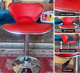 Red Faux Leather Swivel Bar Stool