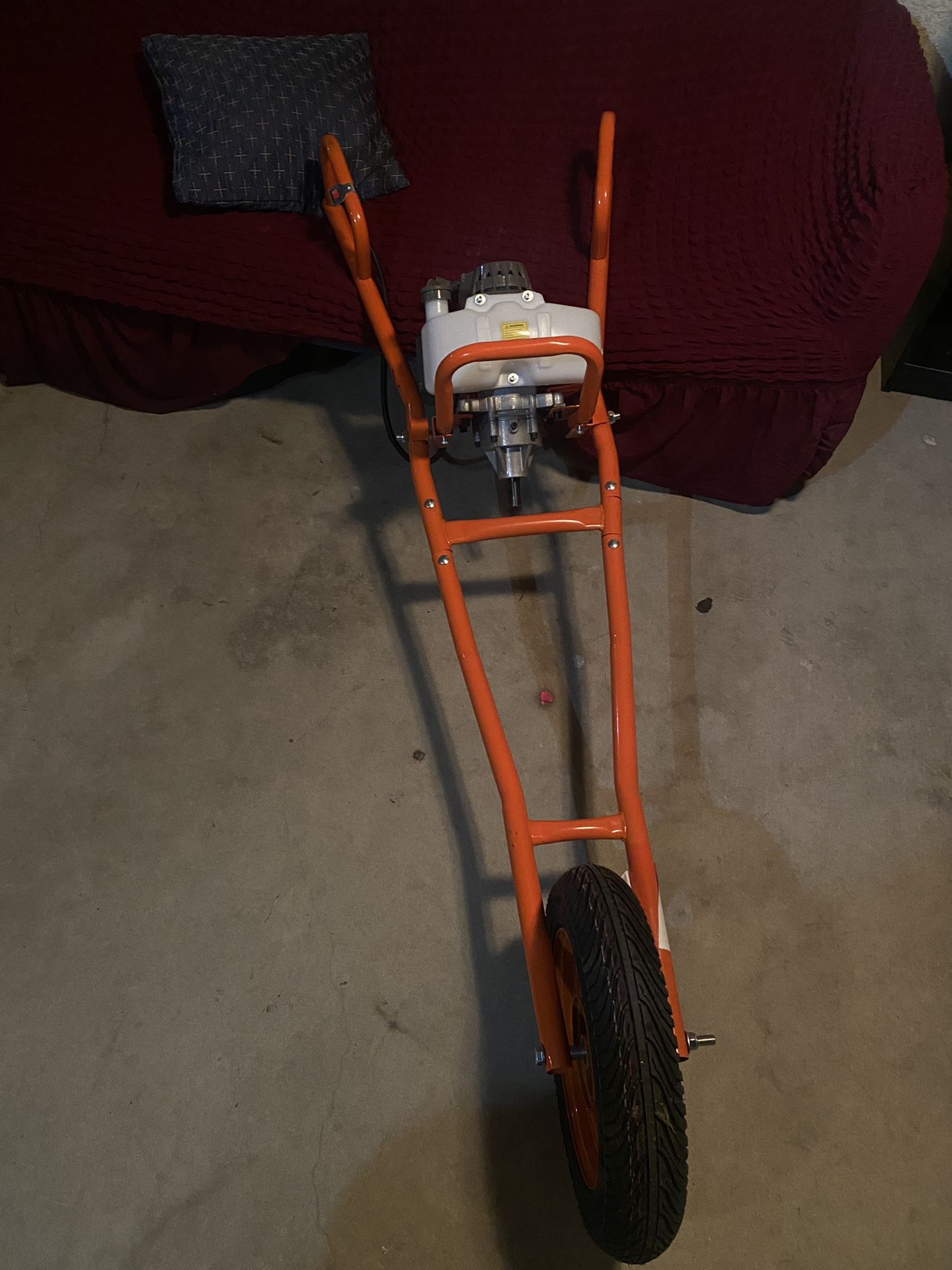 63CC Drill Wheelbarrow, 3HP Gasoline propelled Ground Post Hole Digger Hand Push Gas Powered Earth Auger Borer Air Cooling System with Bit for Fence G