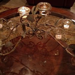 Brass And Glass Candle Holder