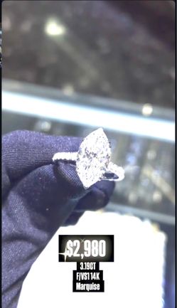 14k 3.19CT F/VS1 Marquise  Engagement Ring