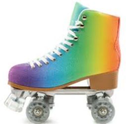 🌈 Cosmic Skates "Archie-15" Rainbow Rhinestone Roller Skates – Women's Size 10 🌈